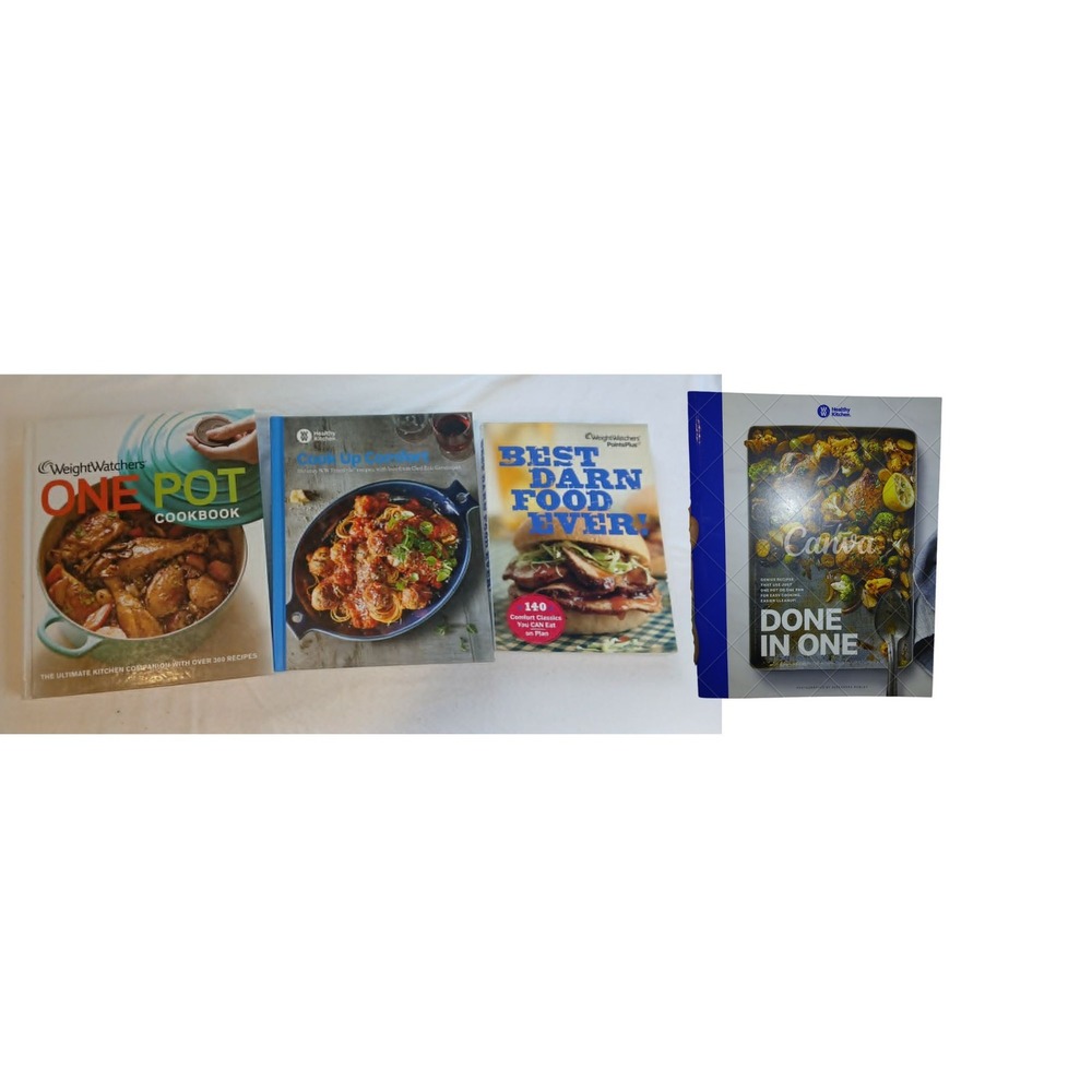 4 Weight Watchers Cookbooks, 1 Pot/Cook Up Comfort/Best Darn Food Ever/Done In 1